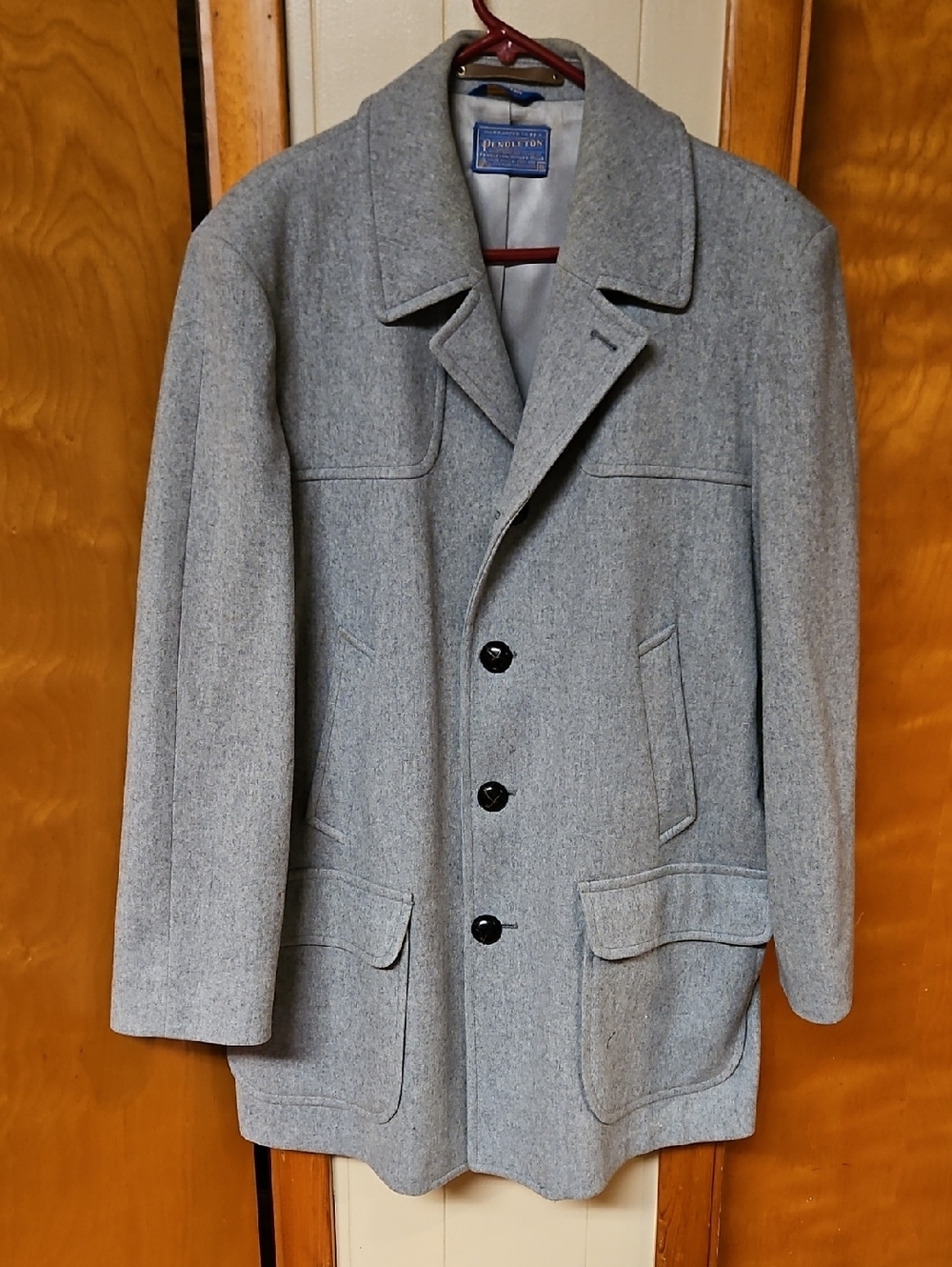 Vintage Pendleton Light Gray Wool Pea Coat